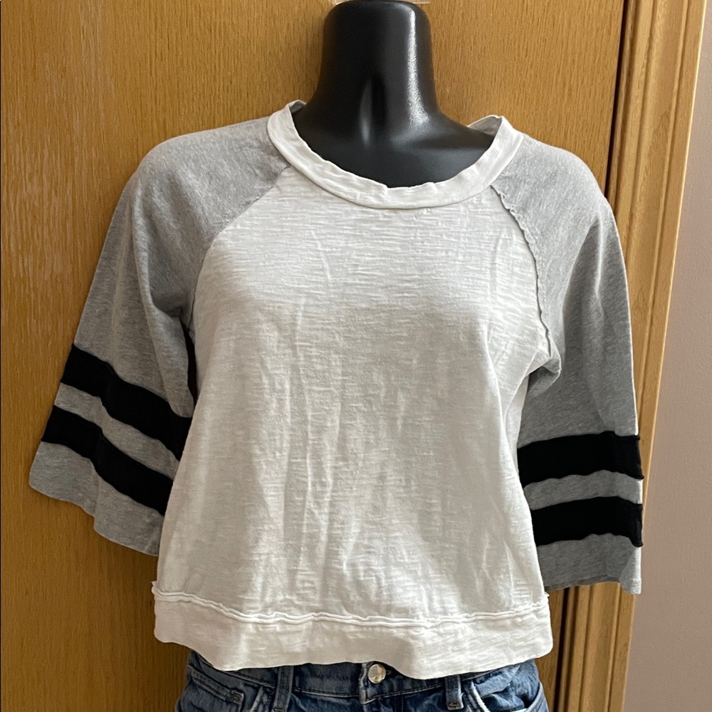 Altar'd State White and Gray Crop Top